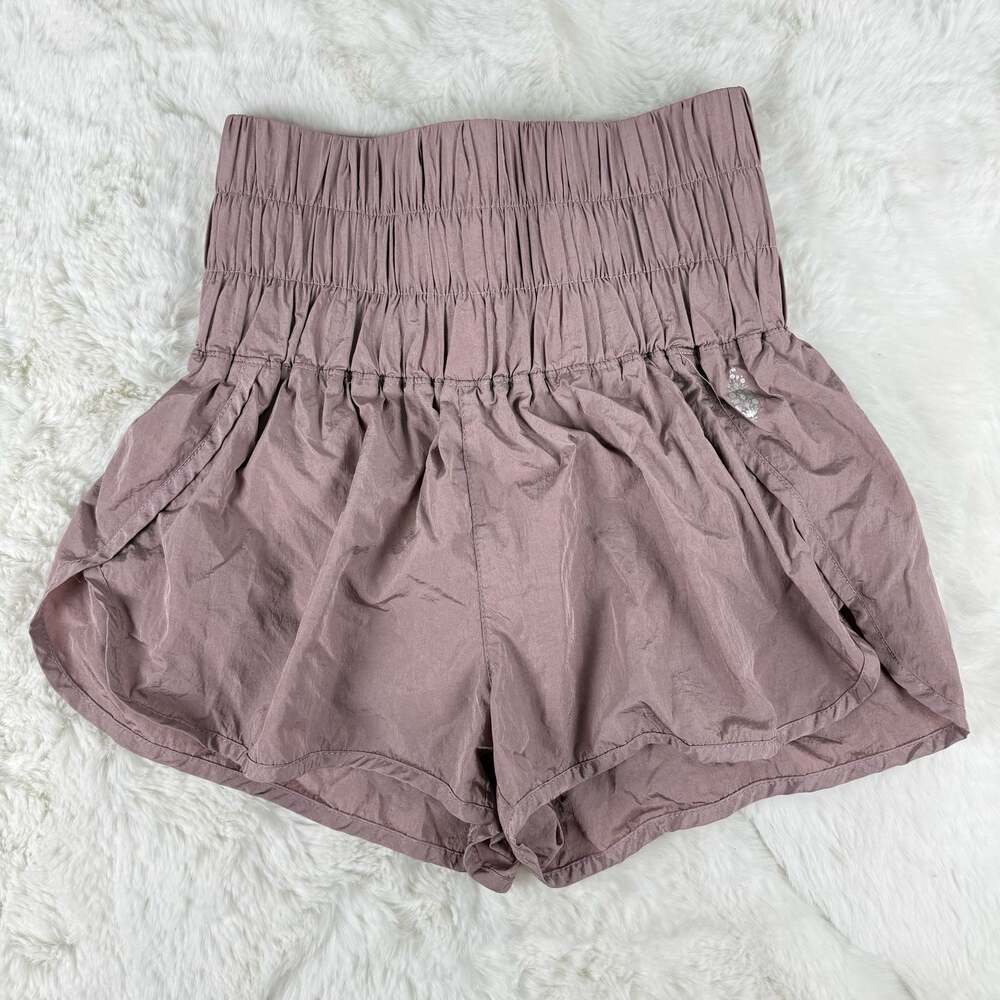FP Movement The Way Home High-Waisted Smocked Shorts Mauve